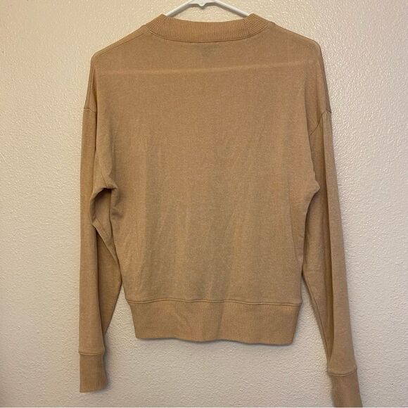 J CREW Supercozy crew mockneck pullover tan beige Tencel lyocell top-XS - Picture 3 of 9
